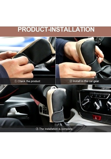 Dancemonkey Universal Araç Vites Topuzu Kapağı Kaymaz Siyah+bej Koruyucu Kapak Siyah Bej