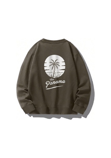 Palmiye Ağacı Ve Harf Grafikli Damla Sweat-trzksw3140 Kahverengi
