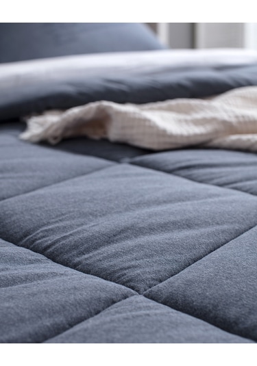 Bobigny Çift Kişilik Pamuklu Supersoft Comforter Set - İndigo Indigo