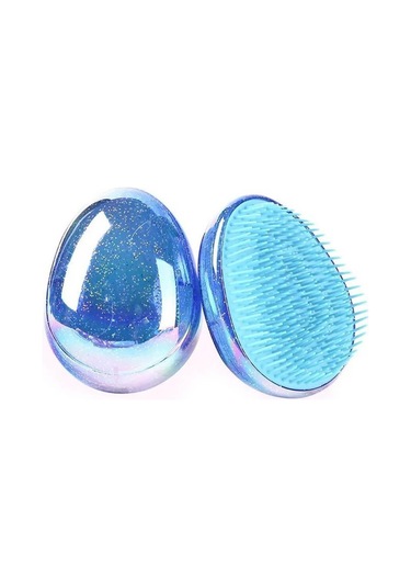 Koodmax Saç Şekillendirici Dolaşık Açıcı Çocuk Tarağı Oval Tarak Simli Koyu Mavi