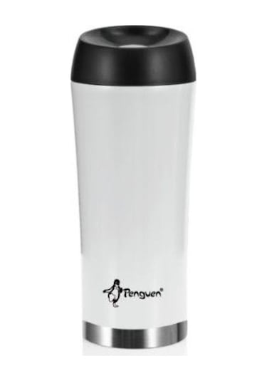 Kahve Kupası İçi Dışı Çelik Çift Katlı Termos Mug 400 Ml - Beyaz