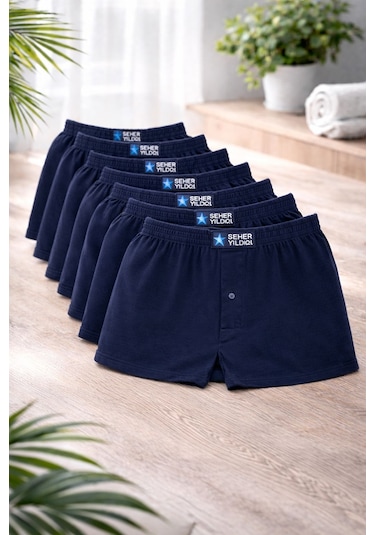 Seher Yıldızı Erkek Penye Boxer 8'li Set Lacivert
