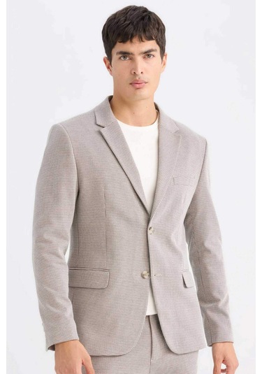 DeFacto Slim Fit Dar Kesim Ceket Yaka Düğmeli Blazer Ceket D6074AX24AUER37