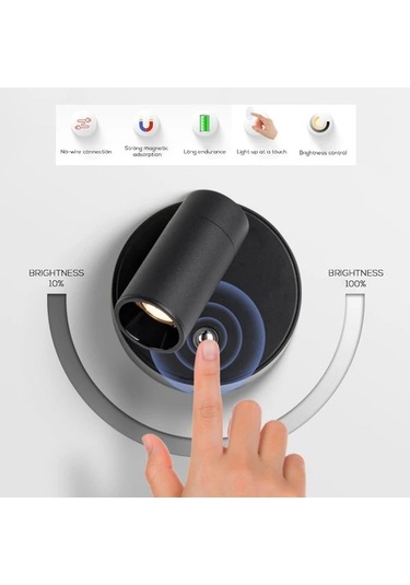 Willowhaven Beyaz 360 Derece Dönen Usb Şarjlı Dokunmatik Led Yatak Başı Lambası Beyaz