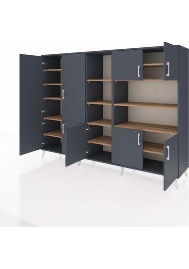 Hyperion Dolap 14 Raflı 9 Kapaklı 220x44x163 Antrasit-antrasit/ça Antrasit-antrasit/çam