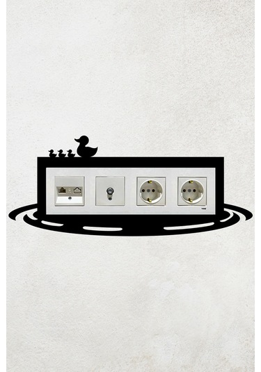 Ördek Ve Gölet Tasarım 4lü Priz Çerçevesi İç Ölçü 29,7x8,4 Cm Dörtlü Çerçeve Siyah