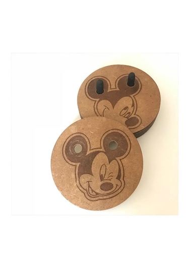 Ahşap Figürlü 6'lı Bardak Altlığı Dekoratif 3mm - Mickey Mouse Ahşap