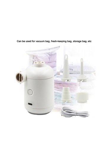 Geeksen Beyaz Usb Çift Fonksiyonlu Hava Pompa - Inflasyon Ve Vakum İçin Dışarıda Taşınabilir, 140l/dak Hızlı İşlem, Abs Malzeme