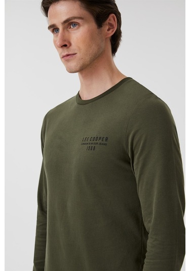 Lee Cooper Renzo Erkek O Yaka Uzun Kol T-Shirt Haki-15359 Haki