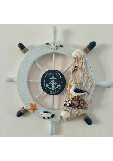 Hombey Deniz Kuşu Tarzı Ahşap Gemi Çarkı - Akdeniz Stili Duvar Dekoru, Ev Dekorasyonu, Partiler İçin Multifonksiyonel 28x28cm Diğer