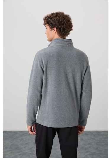 Tommy Life Hardy Gri Melanj Standart Kalıp Polar Erkek Sweatshirt - 88299 GRİ MELANJ