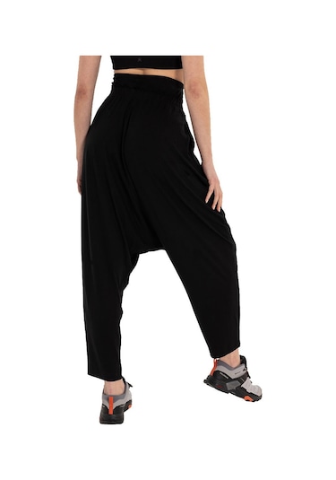 Inguz Beli Katlanabilir Yoga Şalvar Siyah