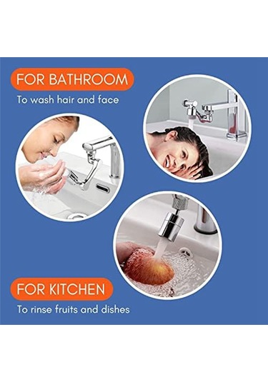 Xurunkeji 1440º Döner Robotik Kol Döner Uzatma Musluk Havalandırıcısı Ve 360º Döner Musluk Uzatıcısı - Musluk İçin Lavabo Aparatı GÜMÜŞ