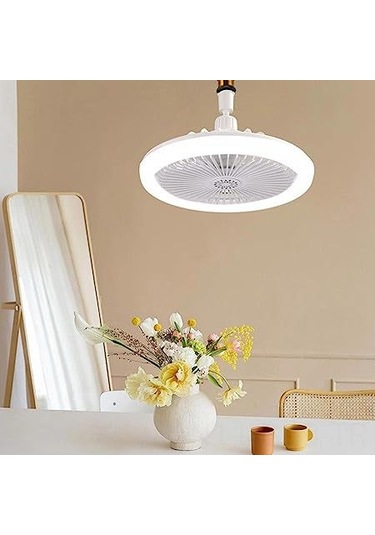 Symbee Led Işıklı Tavan Fanı, Sessiz Motorlu, 3 Renk Aydınlatma Ve Hız Ayarlı, Zamanlayıcı Ve Aromaterapi Özellikli, Ev Ve Café İçin 25cm Beyaz Abss材质li Fan Beyaz