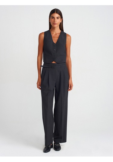 Dilvin 60562 Kısa Özel Dikim Yelek Antrasit