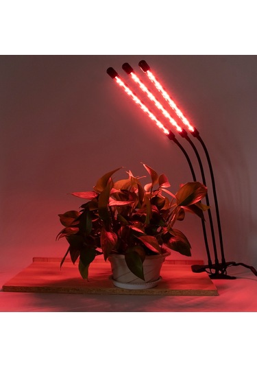 Reedark Bitki Büyüme Lambası - Usb Bağlantılı 3 Kafalı Kırmızı Mavi Led Işık 112 Karakter Siyah