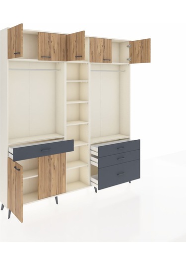 Arges Dolap 11 Raflı 4 Çekmeceli 2 Askılı 220x30x243 Aytaşı-çam/antrasit Atlas Çam/antrasıt