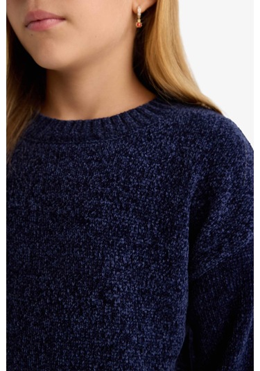 Defacto Kız Çocuk Bisiklet Yaka Şönil Kazak F2619a825wnnv256 Lacivert