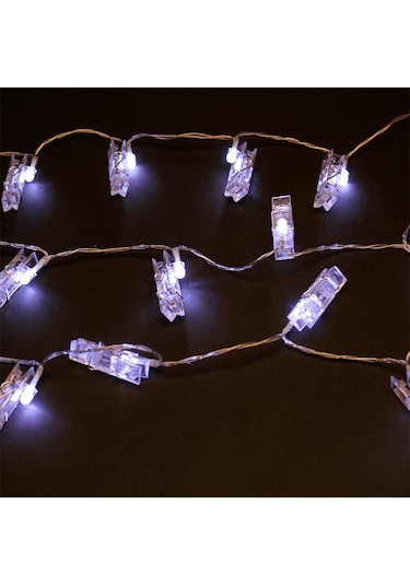 Ximistore9 Led Foto Klip Işık Zinciri 10 Led Pil Kutu Iç Mekan Bayram Dekorasyonu Noel Ağacı Aydınlatması Beyaz