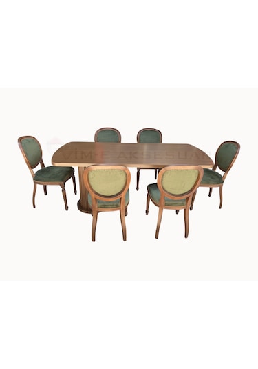 90 X 200 Cm Sabit Oval Mantar Masa Takımı 6 Ad Madalyon Sandalye