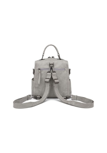 Yıkama Deri Sırt Askılı Kadın Çantası 21k Barcelona 1915 Açık Gri