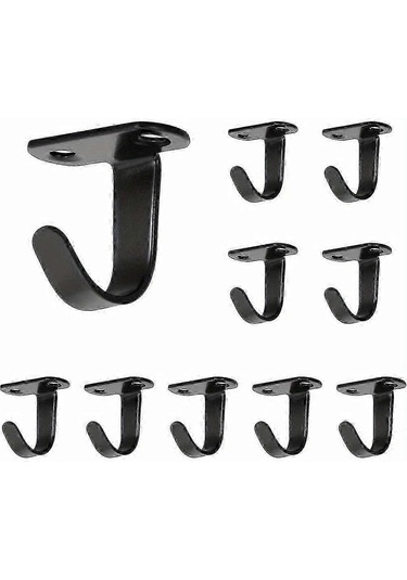 Ganzhoushop 10 Adet Ağır Hizmet Tipi Tavan Kancaları - Paslanmaz Çelik Raf Altı Askıları, Siyah Çok Renkli