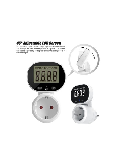 Symbee Avrupa Standartı Elektrik Tüketim Ölçer Prizi - 45 Ayarlanabilir Lcd Ekranlı Akıllı Enerji Monitorü 230v 16a