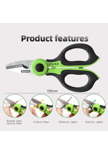 Sones Komshine Paslanmaz Çelik Kevlar Tırtıklı Fiber Optik Soyma Makası Ks-k2