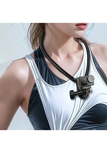 Xuweiwei Siyah Bisiklet İçin Gopro Aksesuarları Uyumlu İlk Perspektif Spor Kamera Telefon Montajı Boyun Braketi Siyah