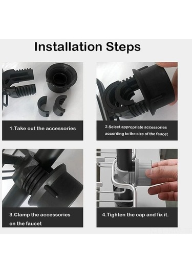 Novahub Pratik Mutfak Sünger Tutucu - Banyo Organizatörü, Siyah Paslanmaz Çelik Siyah