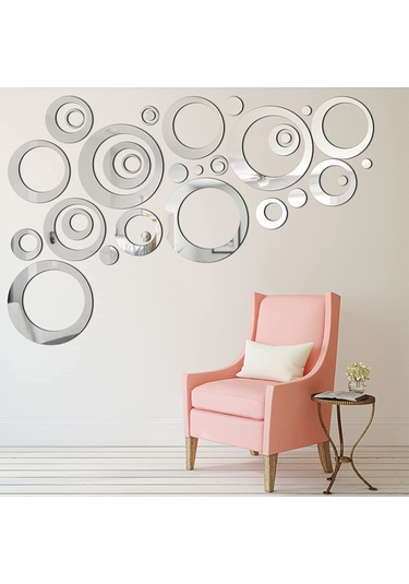 Hombey Akrilik Ayna Duvar Sticker, Gümüş Ve Altın Renk Seçenekli, Uv Baskılı, Mat Vernikli Dekoratif Wall Art