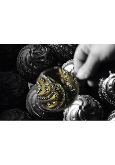 Yumurta Ayet-El Kürsi Kristal Taşlı Dini Obje Biblo Büyük Sarı