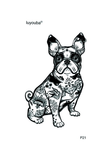 Köpek Bulldog Kaniş Su Geçirmez Kol Bilek Omuz Sırt Geçici Dövme