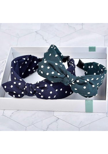 Kadınlar İçin Tavşan Kulaklı Kafa Bandı Düğümlü Geniş Fiyonklu Türban Saç Bandı Saç Sarma Puantiyeli Saç Bandı Kızlar İçin 5 Renk Çok  Renkli