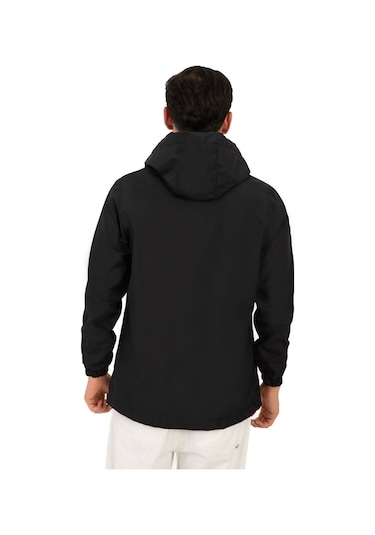 Riverstorm Erkek Siyah İçi Astarlı Kanguru Cepli Su Ve Rüzgar Geçirmez Kapüşonlu Cepli Yağmurluk Siyah