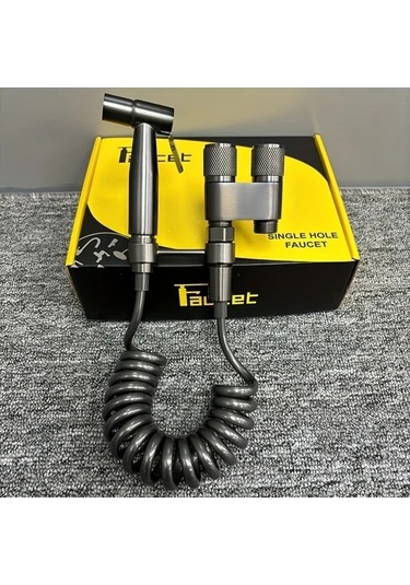 Fastbuy Siyah Duvara Monte Cift Prizli Tuvalet Puskurtme Tabancasi, Fircalanmis Nikel Kaplama Paslanmaz Celik, Plastik Valf, Siyah