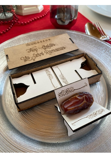 Hurmalık 6'lı Beyaz Ahşap Özel Kutulu Hurma Tabağı