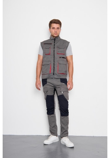 Orange Safety Gri Takım Berlin Harman Karışımı Yelek + Pantolon 001