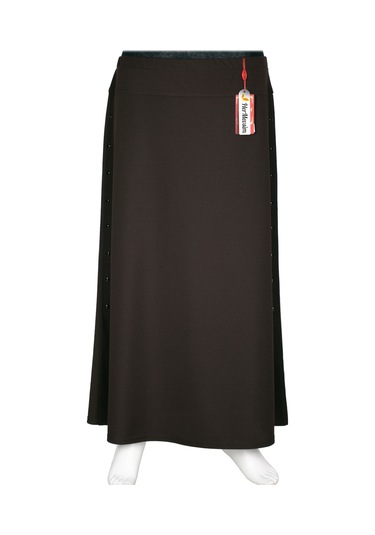 Hesna Kadın Destan Yanı Zımba Detaylı Astarlı Kahverengi Etek Kahve