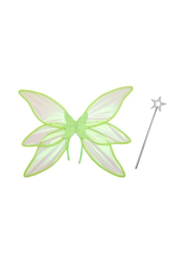 Tatil Partisi Cosplay Giydirme 6 Parça Renkli Kanatlar 2 Parça Set-yeşil