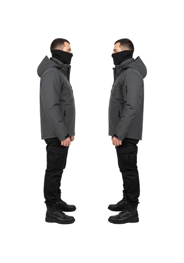 Mysia Outdoor Antrasit Soft Shell Mont Çift Kat Polarlı Antrasit