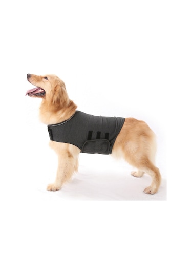 Vkemall Köpek Anksiyete Giderici Isı Verici Ceket, Mevsimler Arası Kumaş, Büyük Irklar İçin, Gri, S Boyutu 7-13 Kg