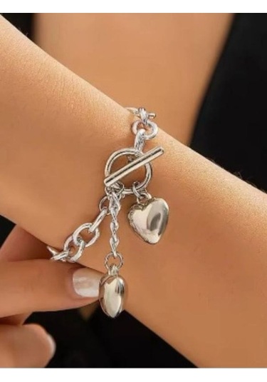 Kalp Çelik Bileklik Gümüş