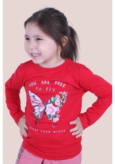 Kız Çocuk Baskılı Sweatshirt Kırmızı1 Kırmızı