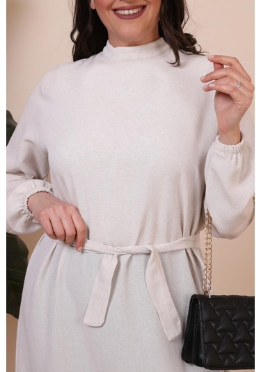 Buyuk Beden Elbise Uzun Kollu Kadin Tesettur Elbise Piliseli 001