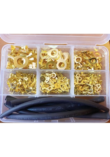 300 Parça Sarı Terminal Yuvarlak Set Oto Tip Pabuç + Daralan