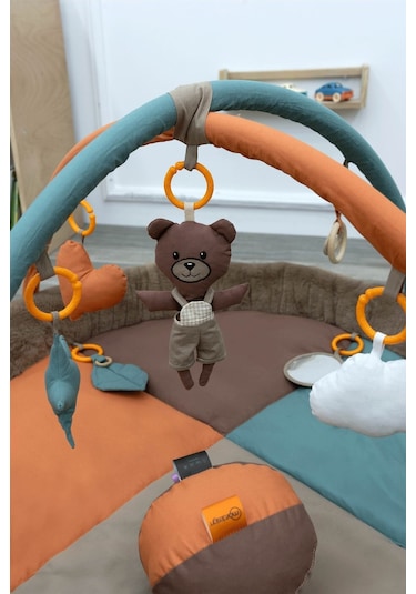 Mordesign Bebek Oyun Alanı, Morbear Bebek Aktivite Matı, Yumuşak Oyun Matı, Baby Gym Serisi, Kahverengi