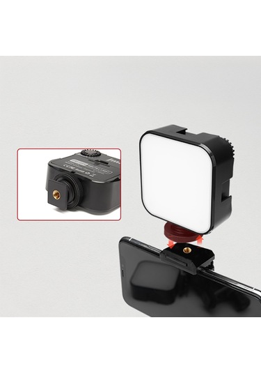 Jmary Fm-48r Mini Fill Light Telefon-kamera Üstü Pilli Aydınlatma Işığı Siyah
