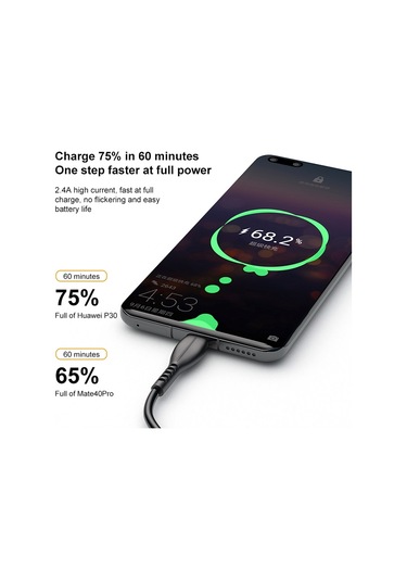 Awei Cl-115t 1m 2.4a Usb Tip-c / Usb-c Şarj Kablosu