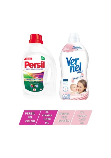 Vernel Max Sensitive 1,44l + Persil Color Jel 26 Yıkama set-hnkdtj-5131-5989 1400 ML